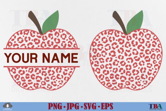Apple Monogram Leopard Teacher Name SVG for Graphics and T-Shirt Designs