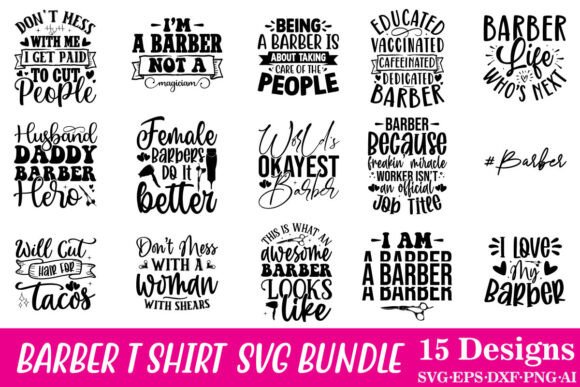 Barber SVG T-Shirt Designs for Crafts and Graphics