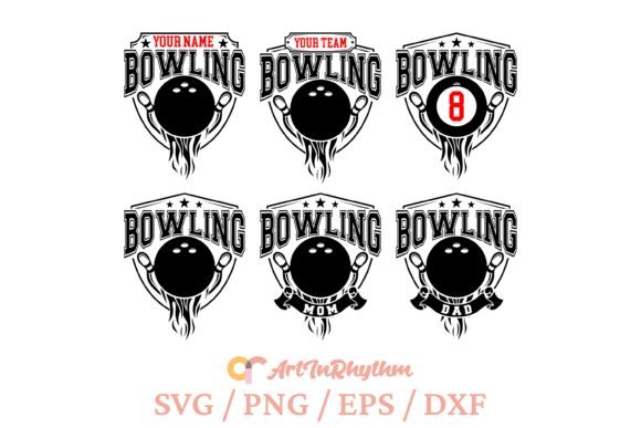 Bowling Split Monogram Svg Bundle: Graphics for T-Shirt Designs
