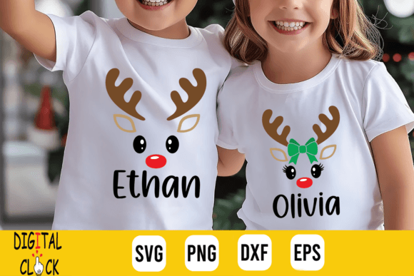 Christmas Reindeer Monogram Graphics for T-Shirt Designs