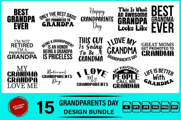 Happy Grandparents Day Design Bundle: Graphics & T-Shirt Designs