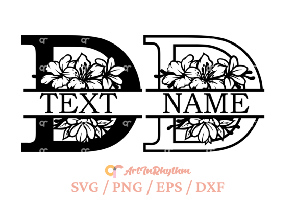 Letter D Split Monogram Svg for Graphics and T-Shirt Designs