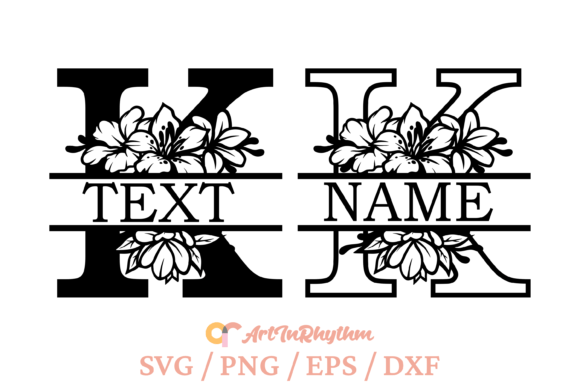 Letter K Split Monogram Svg for Graphics and T-Shirt Designs