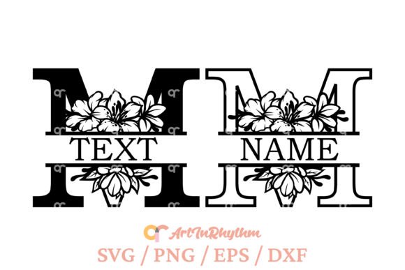 Letter M Split Monogram Svg Graphics for T-Shirt Designs