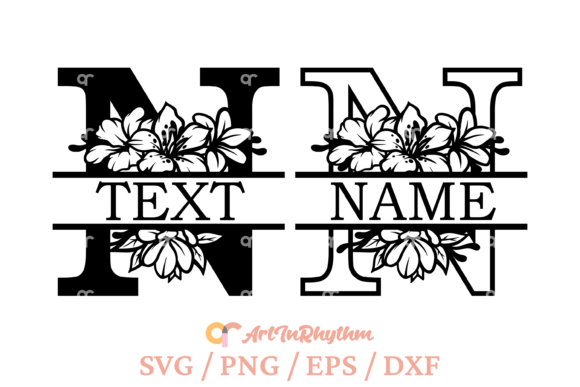Letter N Split Monogram Svg for Graphics and T-Shirt Designs