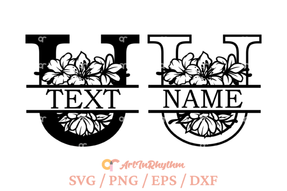 Letter U Split Monogram Svg for Graphics and T-Shirt Designs