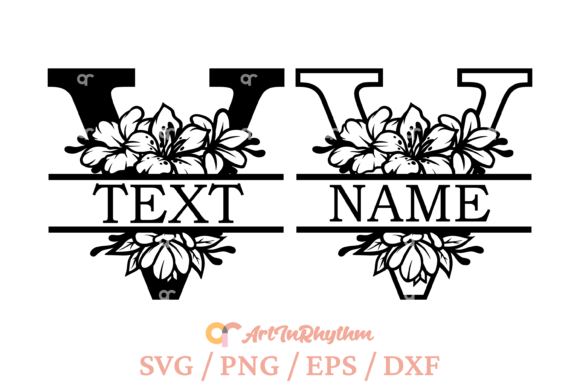 Letter V Split Monogram Svg for Graphics and T-Shirt Designs