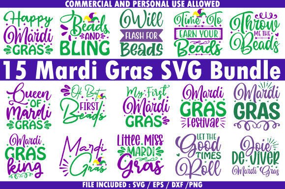 Mardi Gras SVG Bundle: Graphics & T-Shirt Designs for Festive Branding
