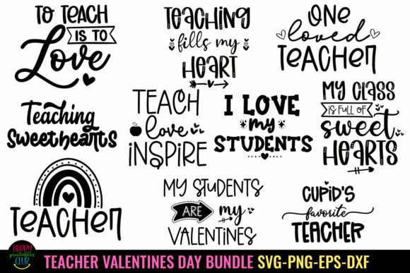 Teacher Valentines Day Tshirt SVG Bundle